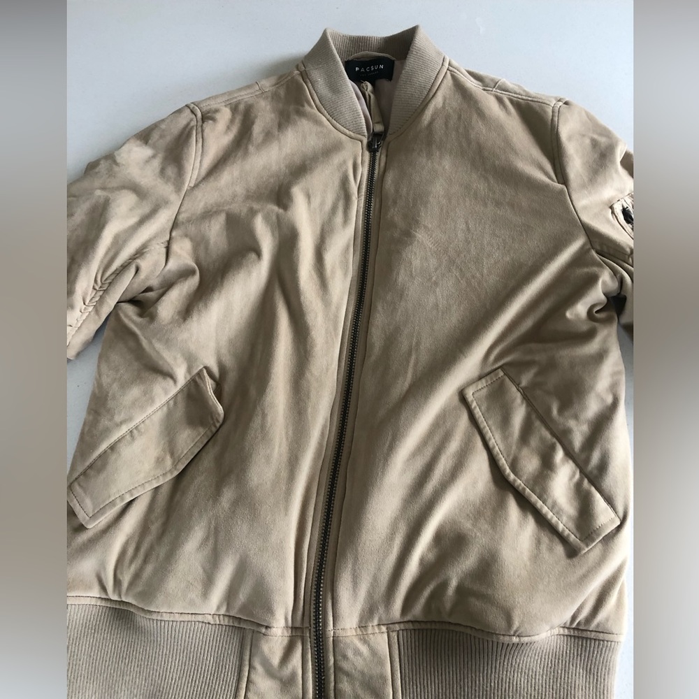 PacSun Mens Suede Bomber Jacket in Tan